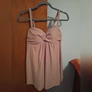 Nicole Miller NWOT Beige One Piece Swimsuit Adjustable Straps Open Front  Size L